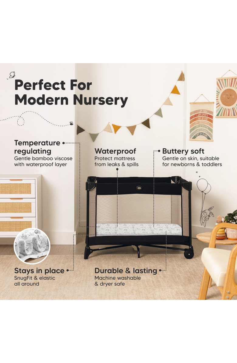 KeaBabies 2-Pack Isla [Protect+] Waterproof Mini Crib Sheets, Alternate, color, Keasafari