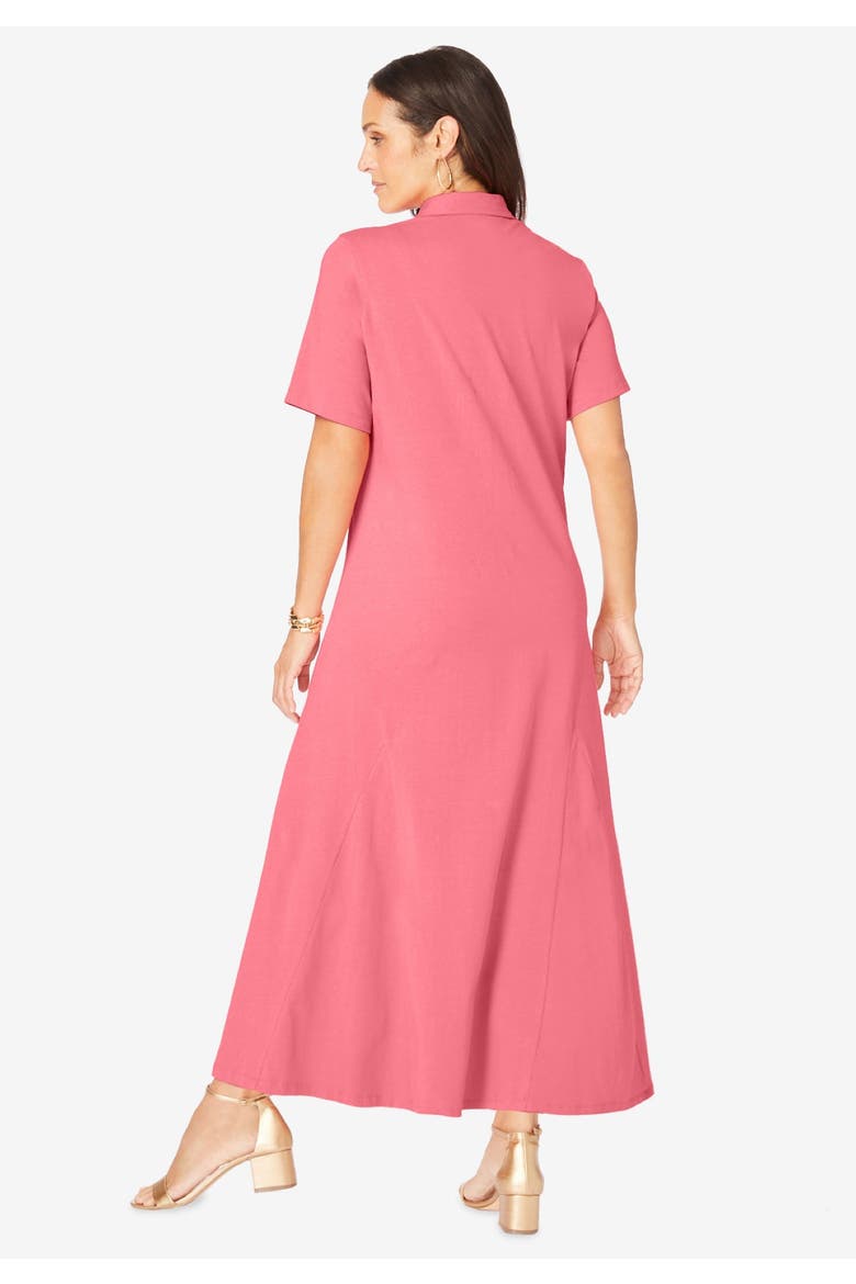 Stretch Cotton Button Front Maxi Dress, Alternate, color, PALE SEAFOAM