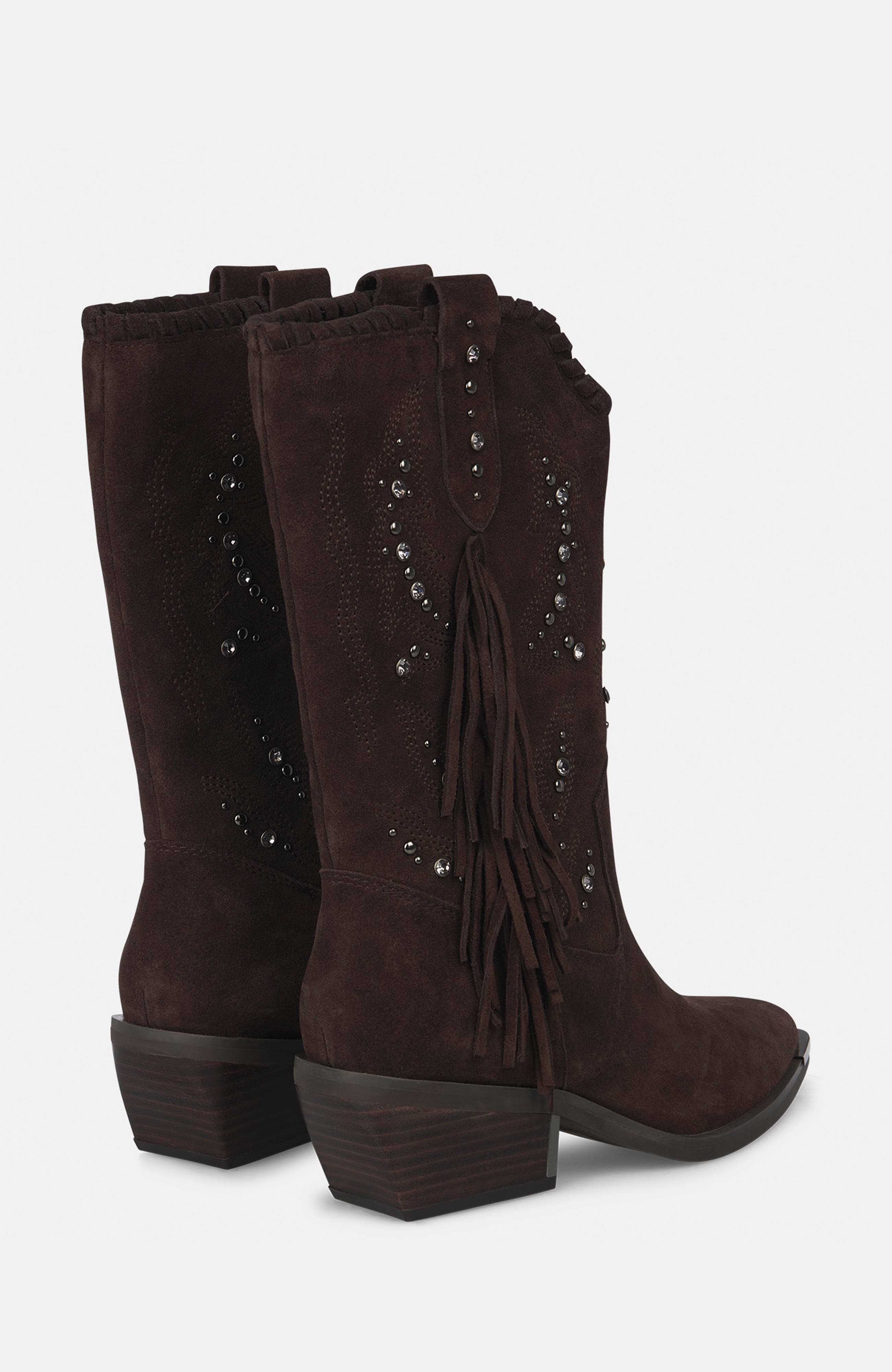 Flat Boot with Fringes, Alternate, color, Coffee