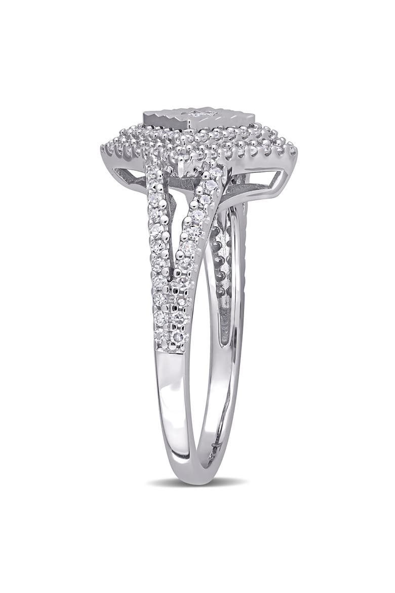 Diamond Halo Split Shank Ring, Alternate, color, Sterling Silver