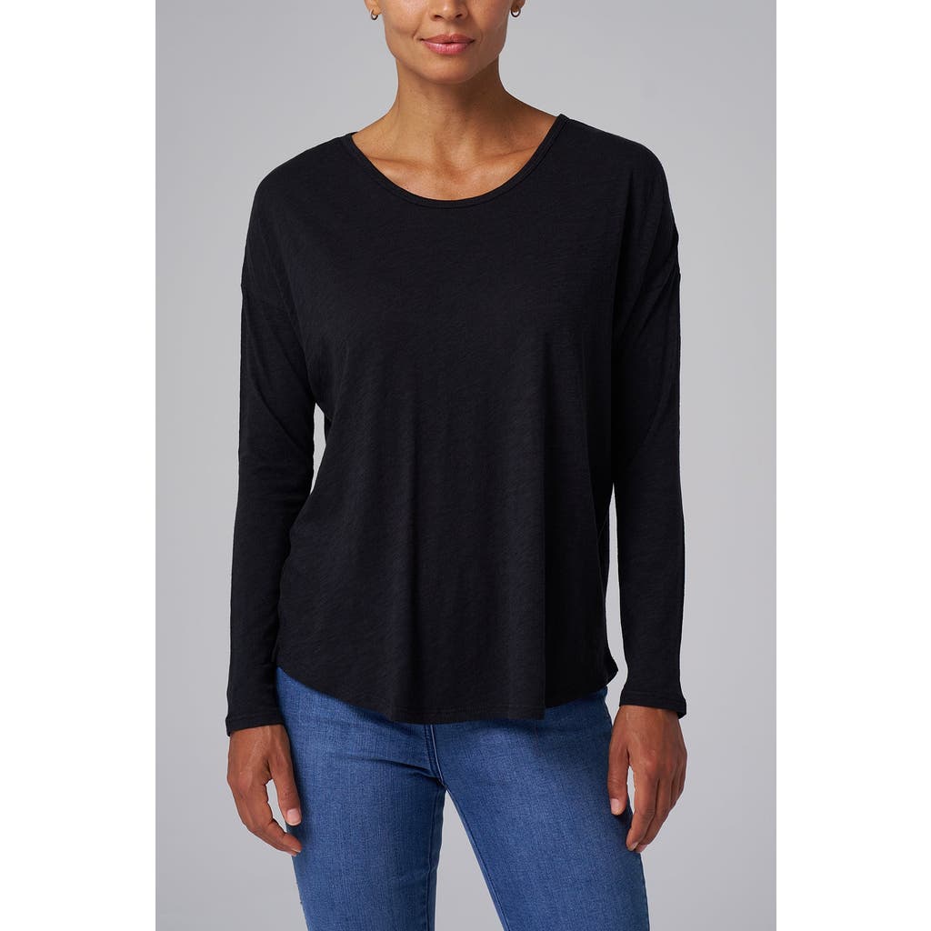 Franne Golde Slub Jersey Relaxed Long Sleeve Tee In Black