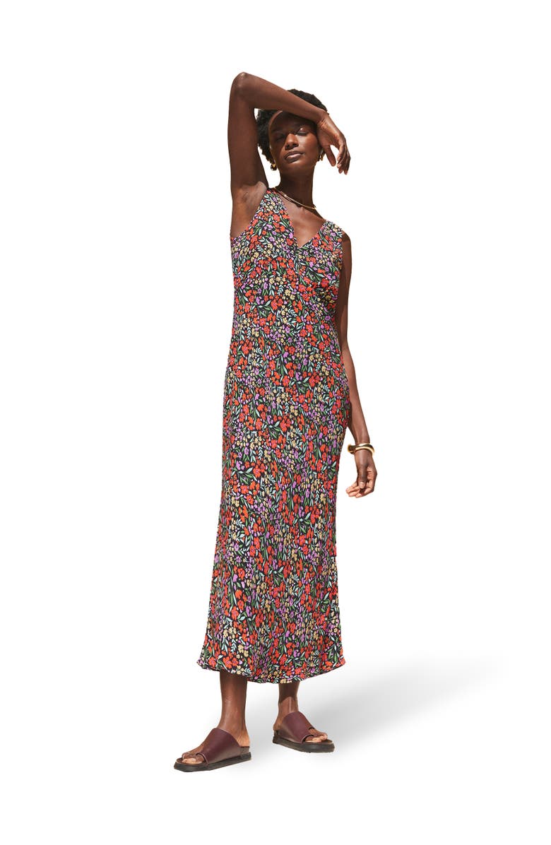 Ro&Zo Sleeveless Ditsy V-Neck Midi Dress, Main, color, 