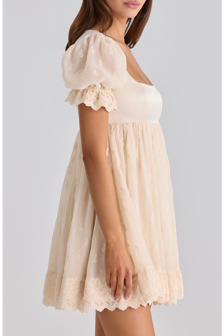 Bambi Broderie Anglaise Lace Regency Babydoll Minidress, Alternate, color, IVORY
