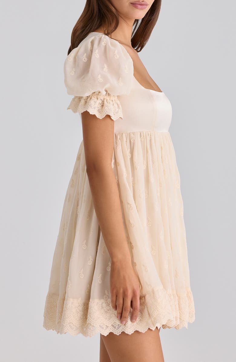HOUSE OF CB Bambi Broderie Anglaise Lace Regency Babydoll Minidress, Alternate, color, Ivory