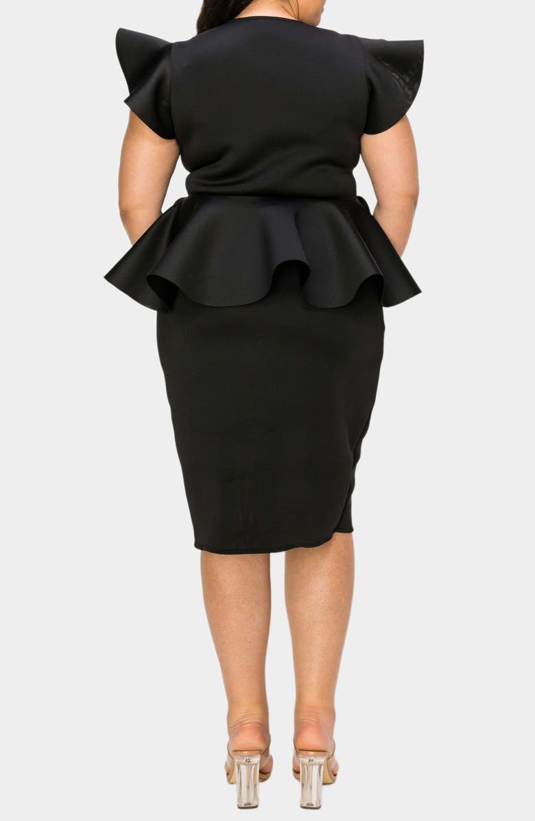 L I V D Onyx Peplum Neoprene Cocktail Dress, Alternate, color, 