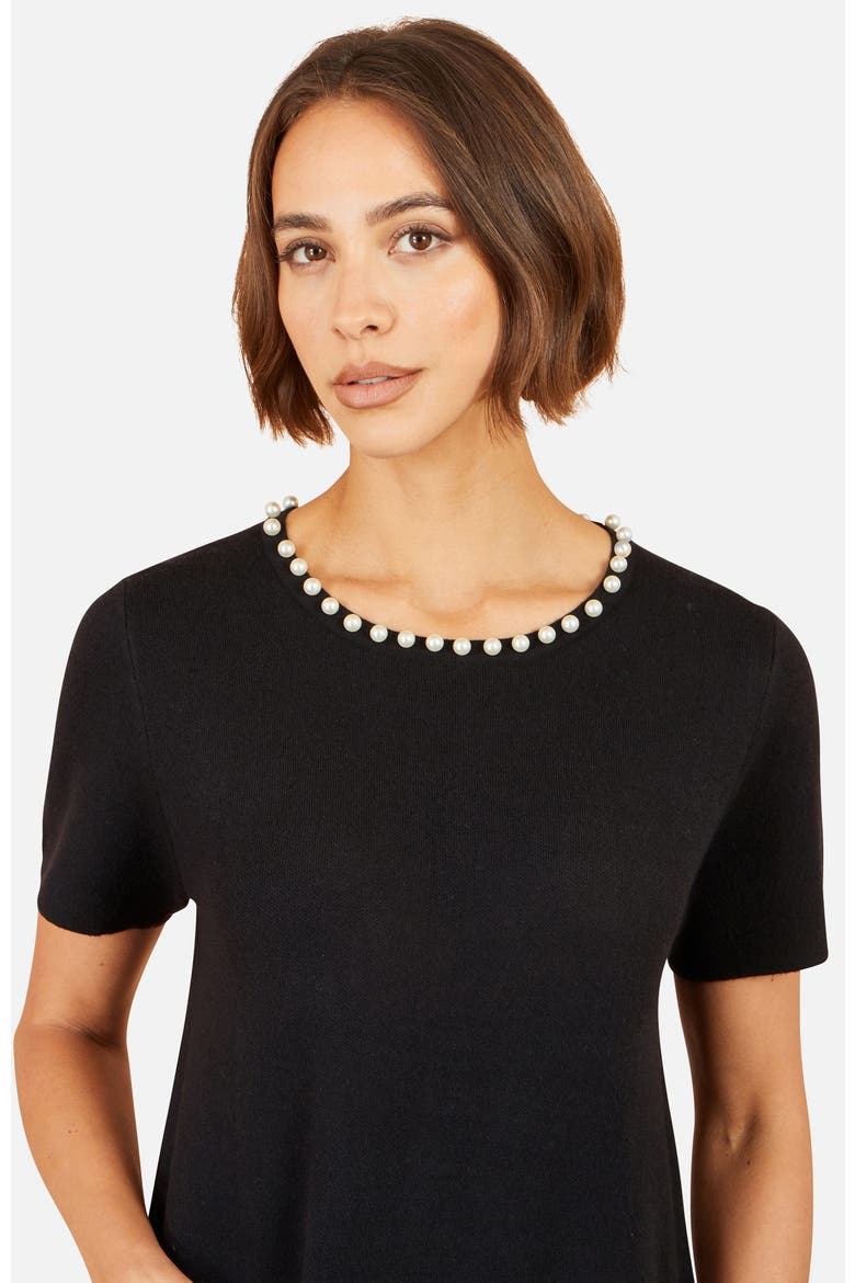 Embellished Detail Knitted Tunic Dress, Alternate, color, Black