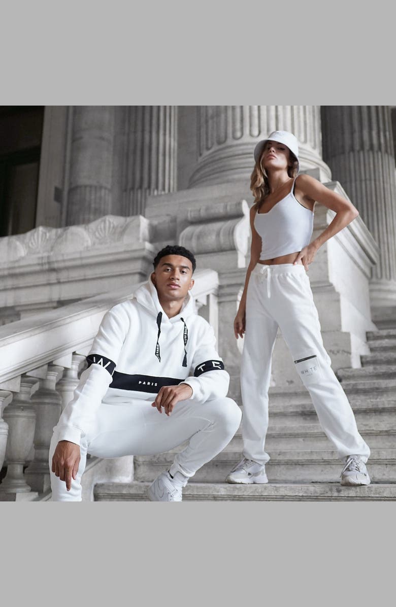 Blvck Whte Zip Pocket Sweatpants, Alternate, color, White