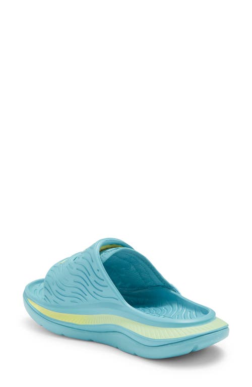 Hoka Gender Inclusive Ora Luxe Slide Sandal In Ocean Mist/citrus Glow