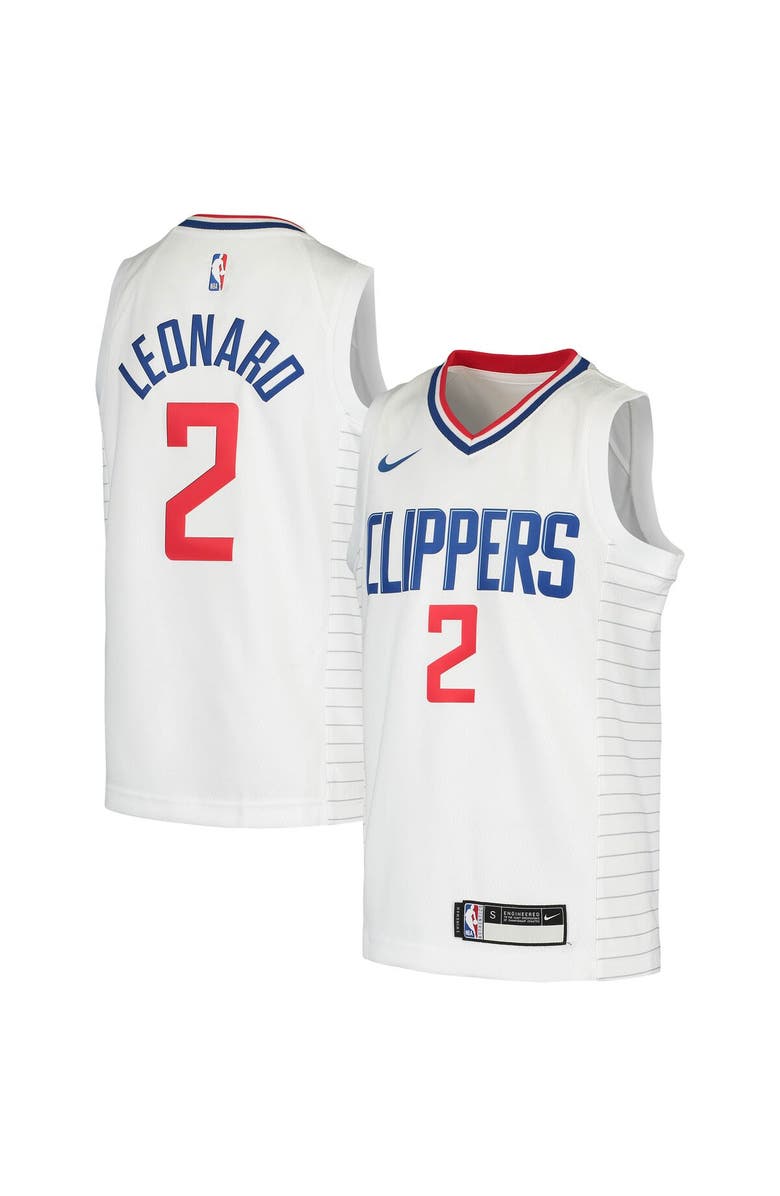 Nike Youth Nike Kawhi Leonard White LA Clippers 2020/21 Swingman Jersey - Association Edition, Main, color,