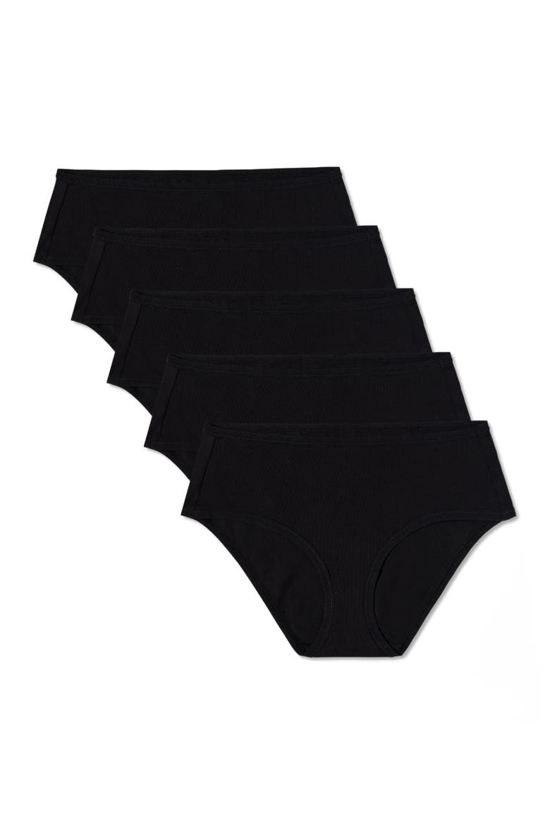 Everyday Mid Rise Hipster 5-Pack Made With Organic Cotton, Main, color, Black