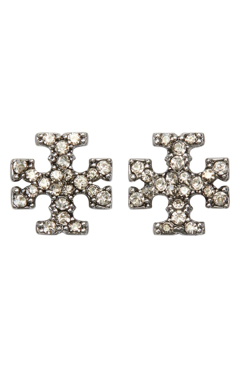 Tory Burch Moondance Pendant Necklace & Pavé Stud Earrings Gift Set, Alternate, color, Tory Silver / Pearl