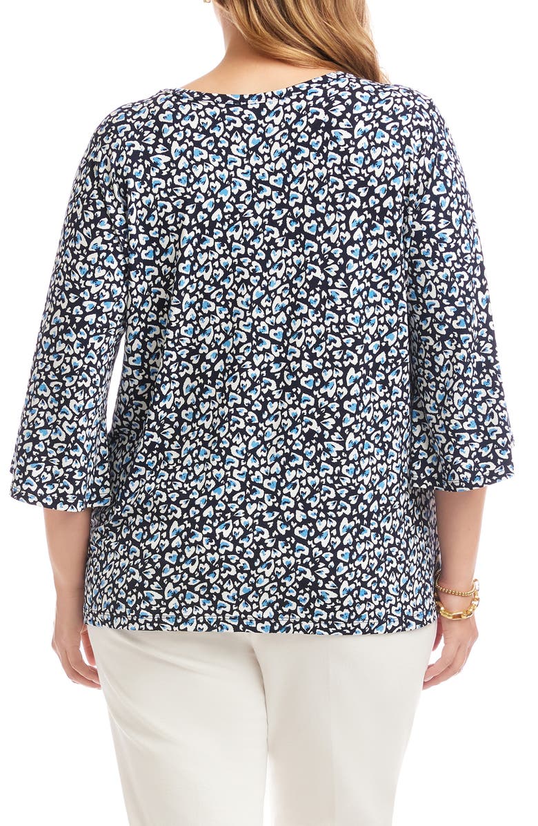 Karen Kane Heart Print Flare Sleeve Pick-Up Top, Alternate, color, Print