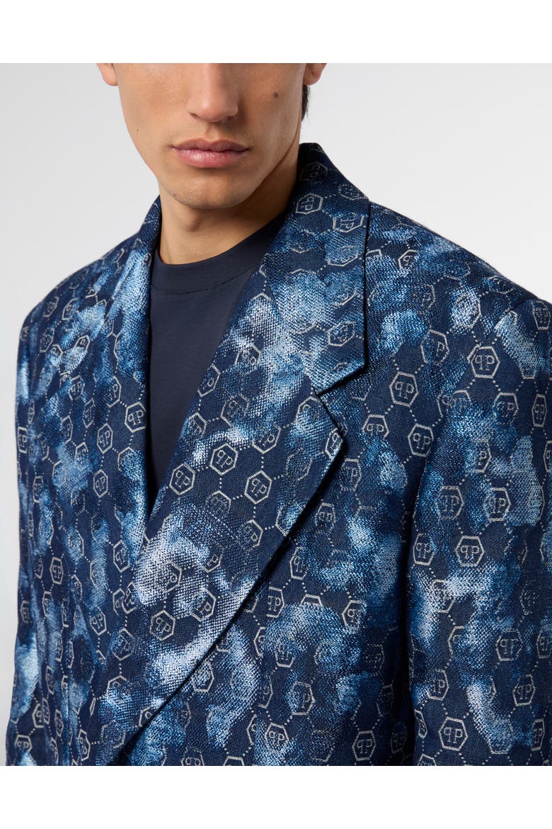 Jacquard Denim Coat Monogram Men, Alternate, color, navy