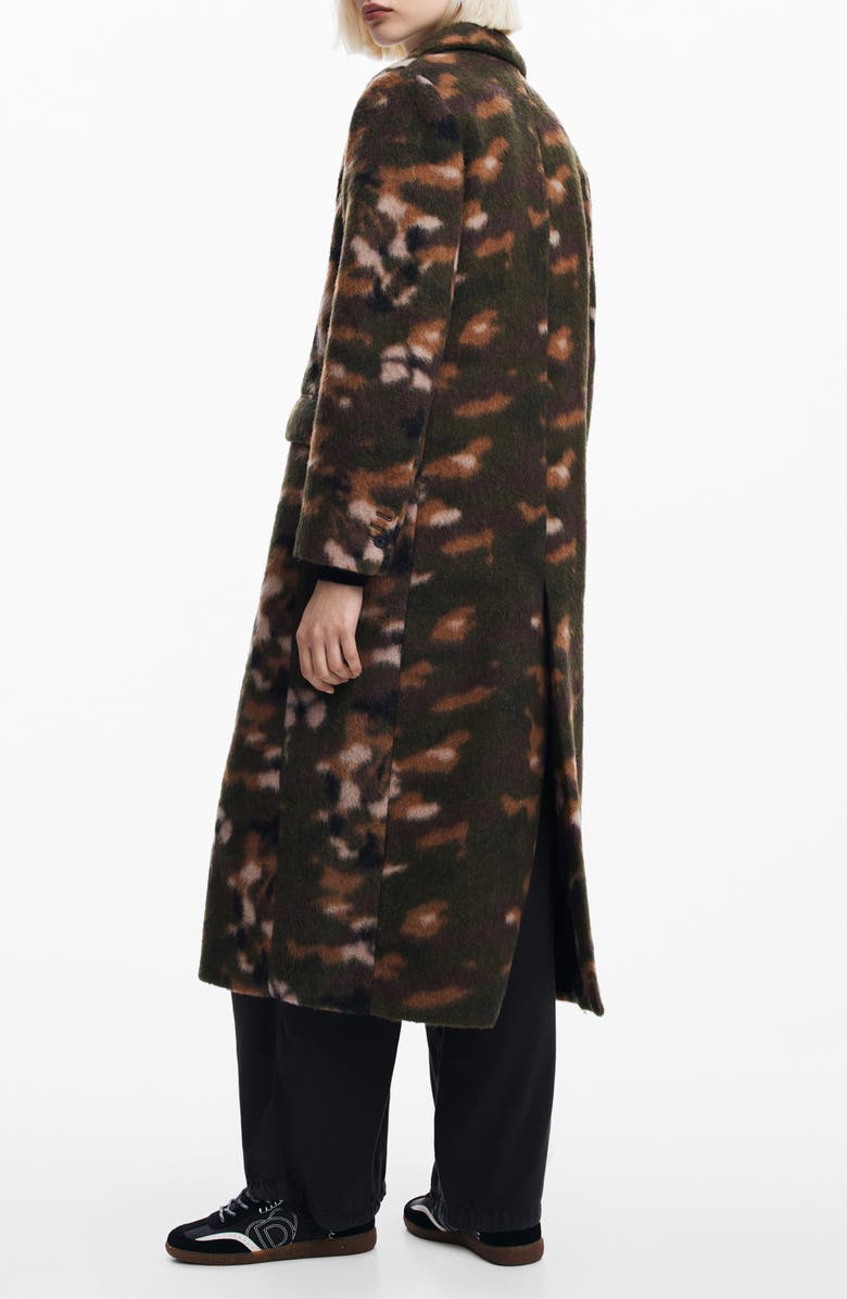 Desigual Sofa Abstract Camo Print Wool Blend Coat, Alternate, color, 