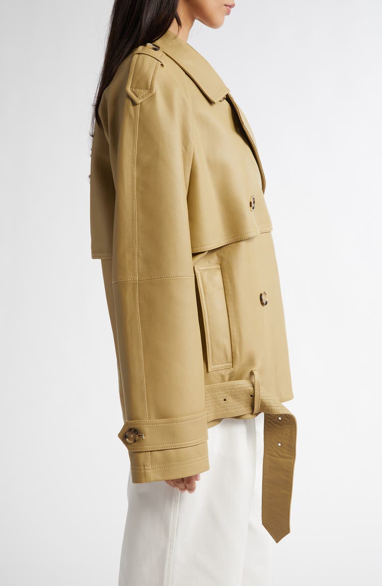 TOTEME Leather Crop Trench Coat, Alternate, color, Desert