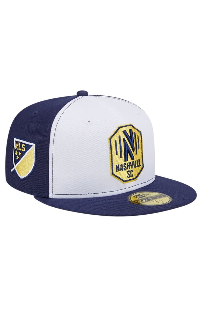 New Era Men's New Era White/Navy Nashville SC 2024 Kick Off Collection 59FIFTY Fitted Hat, Alternate, color, 