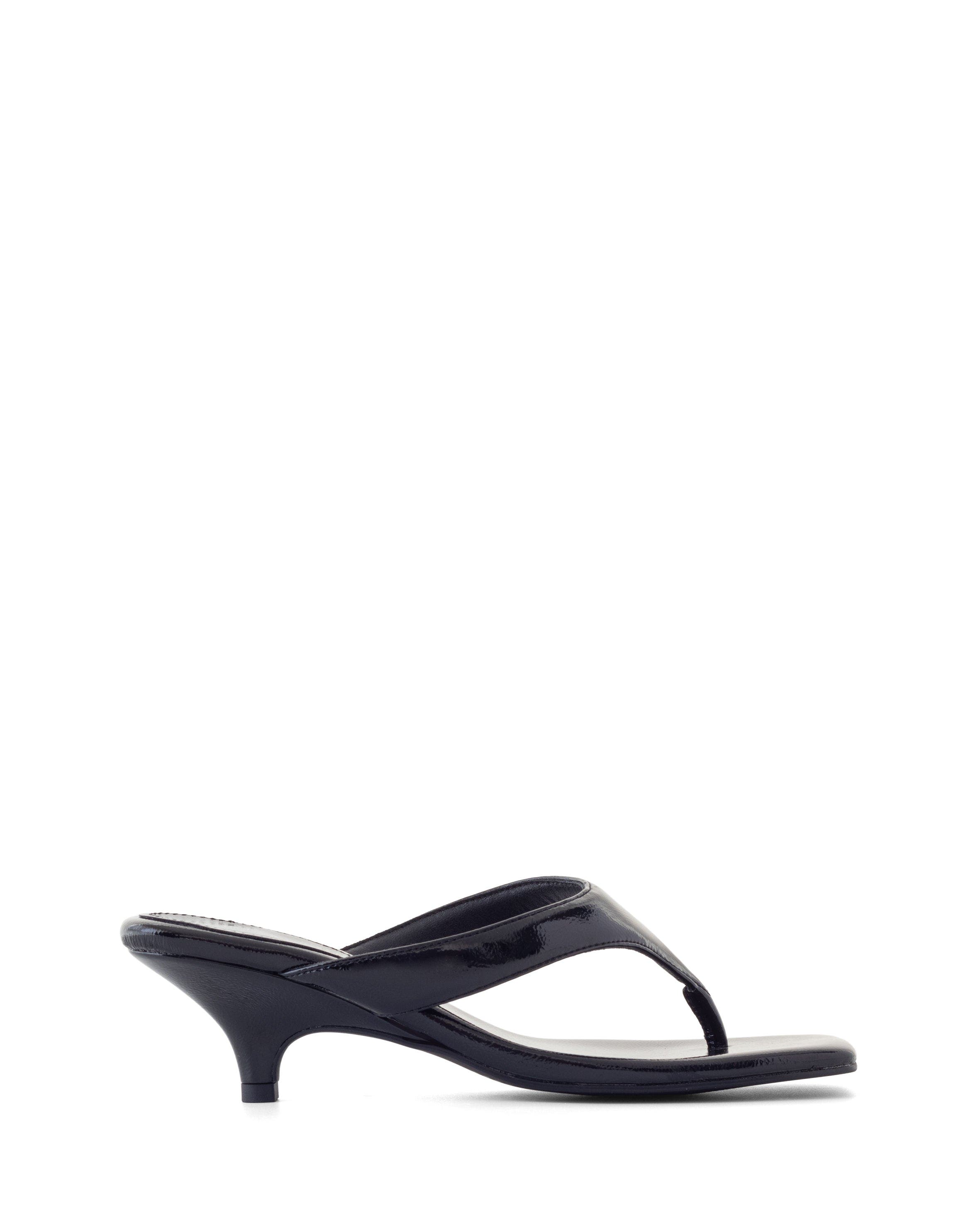 North Square Toe Thong Heel, Alternate, color, Black Crinkled Patent PU