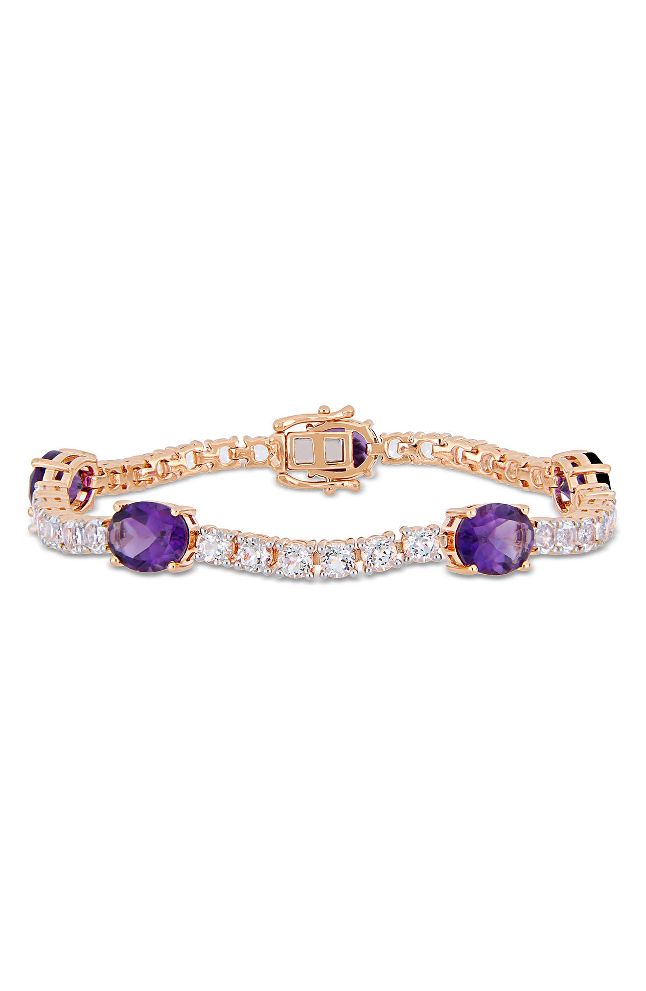 DELMAR 10K Rose Gold Vermeil African Amethyst & White Topaz Bracelet