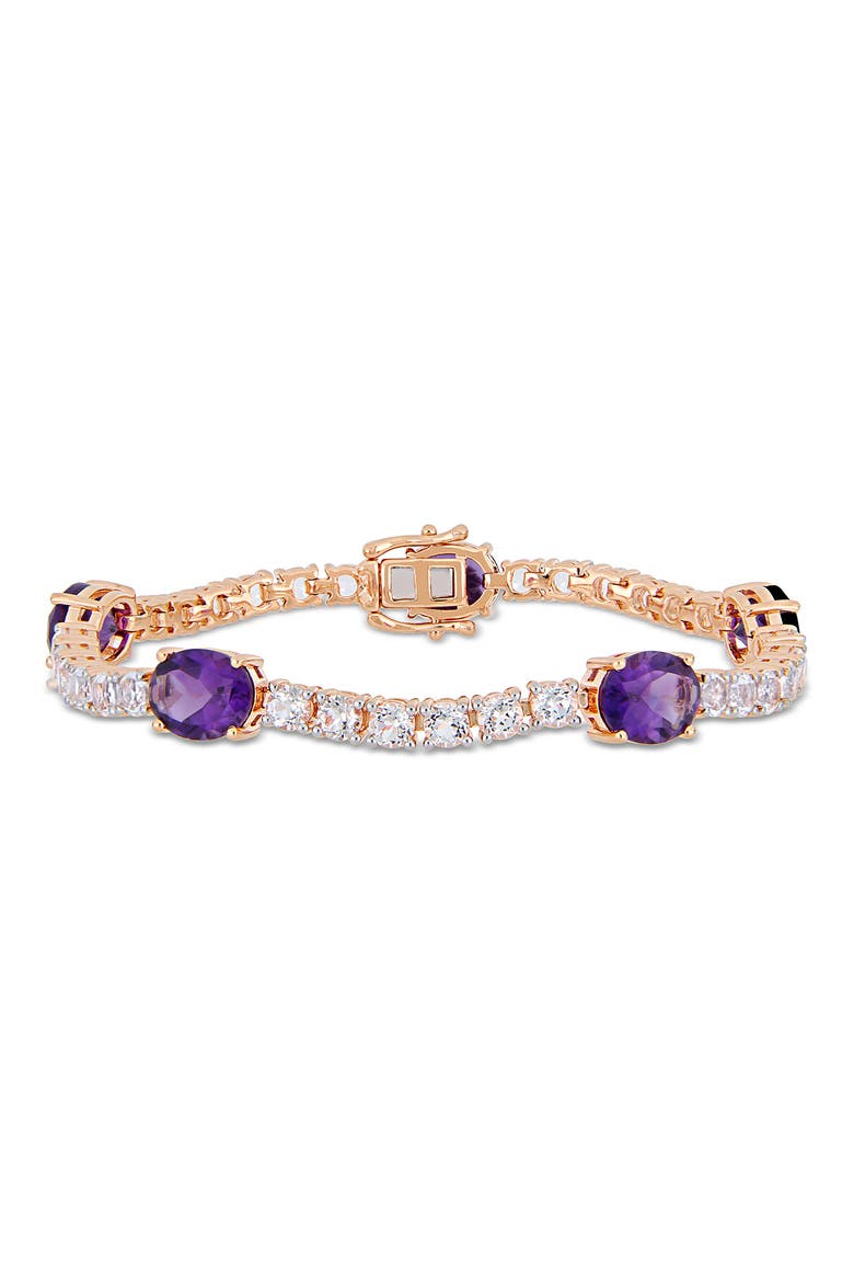 10K Rose Gold Vermeil African Amethyst & White Topaz Bracelet, Main, color, PURPLE