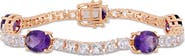 DELMAR 10K Rose Gold Vermeil African Amethyst & White Topaz Bracelet