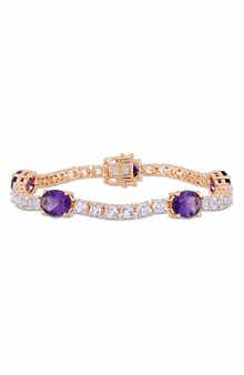 DELMAR 10K Rose Gold Vermeil African Amethyst & White Topaz Bracelet