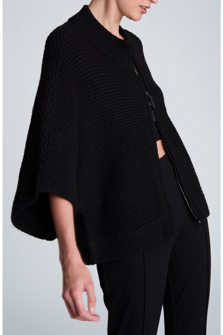 Dolman Sleeve Zip Cardigan, Alternate, color, BLACK