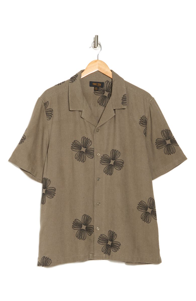 TRUTH Floral Embroidered Short Sleeve Button-Up Shirt, Alternate, color, 