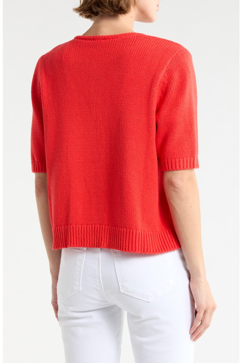 Fisher Short Sleeve Cotton Blend Cardigan, Alternate, color, POPPY RED