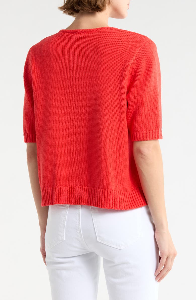 Splendid Fisher Short Sleeve Cotton Blend Cardigan, Alternate, color, Poppy Red