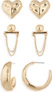 NORDSTROM RACK 3-Pack Assorted Stud, Hoop & Drop Earrings