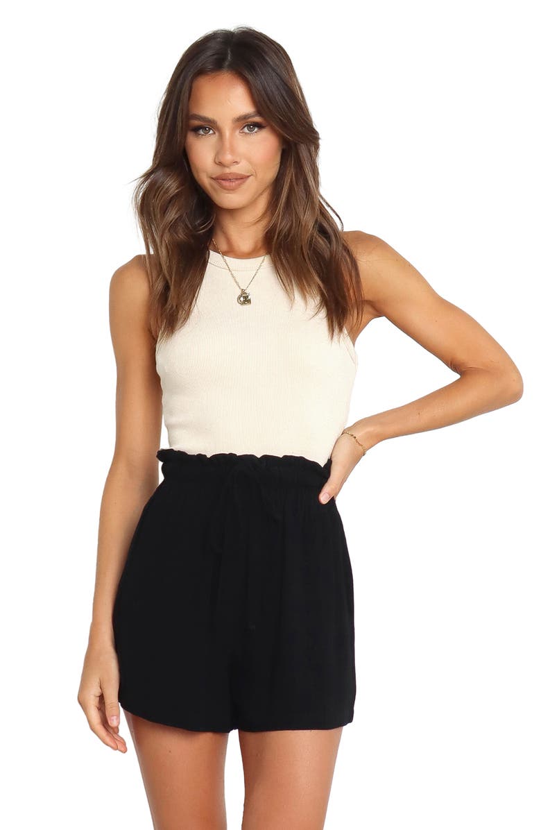 Petal & Pup Hawthorne Paperbag Waist Shorts, Alternate, color, Black