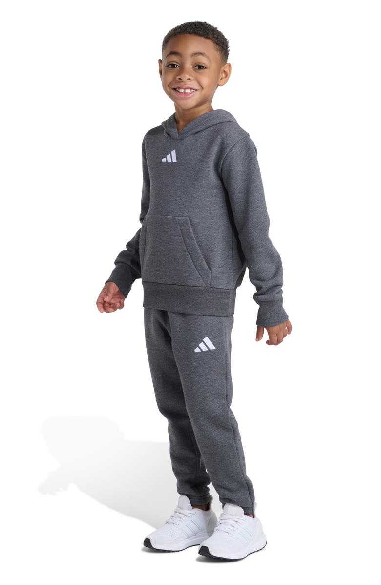 adidas Kids' Fleece Hoodie & Sweatpants Set, Alternate, color, Dark Heather