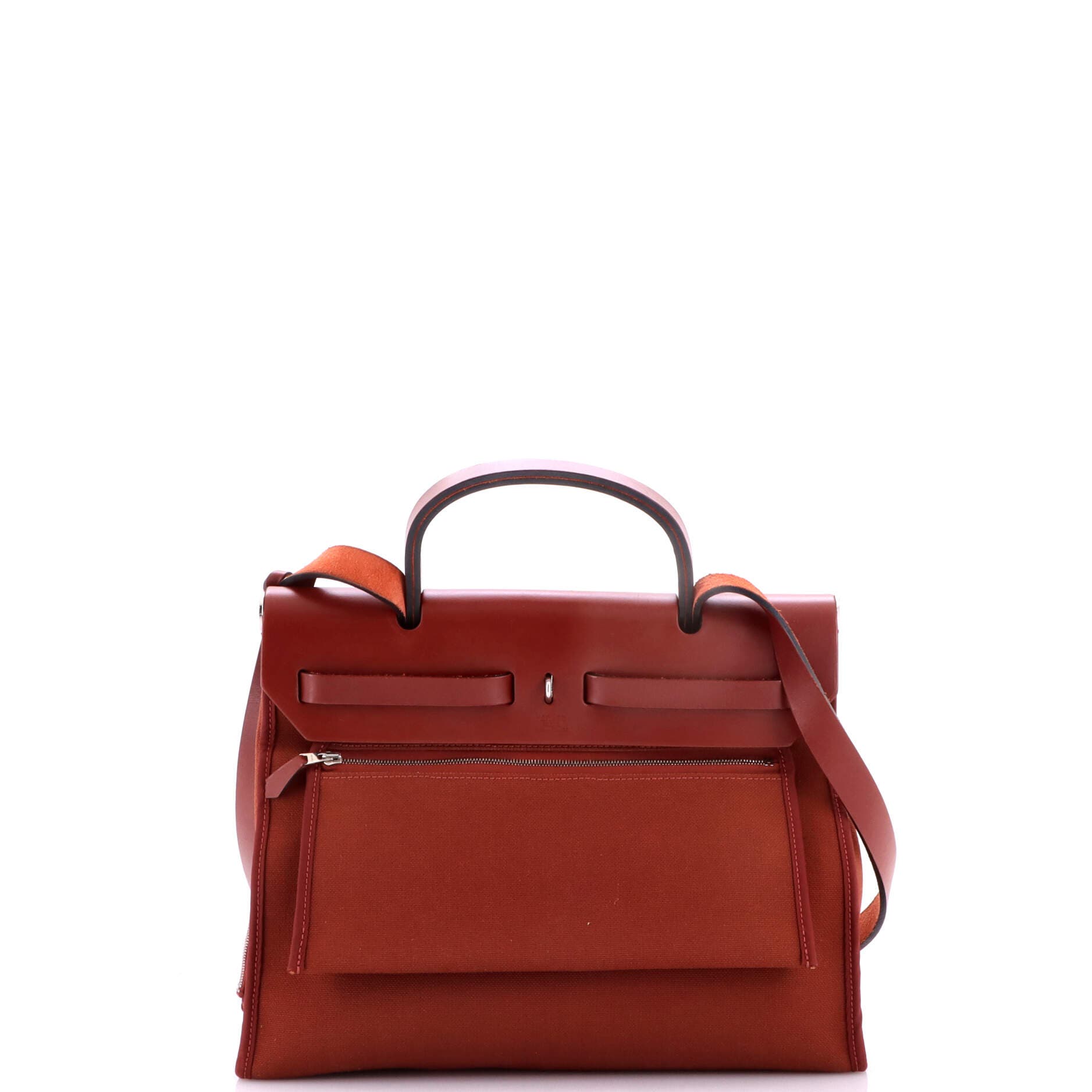 Pre-Owned Hermes Herbag Zip Leather and Toile 31, Alternate, color, Rouge H