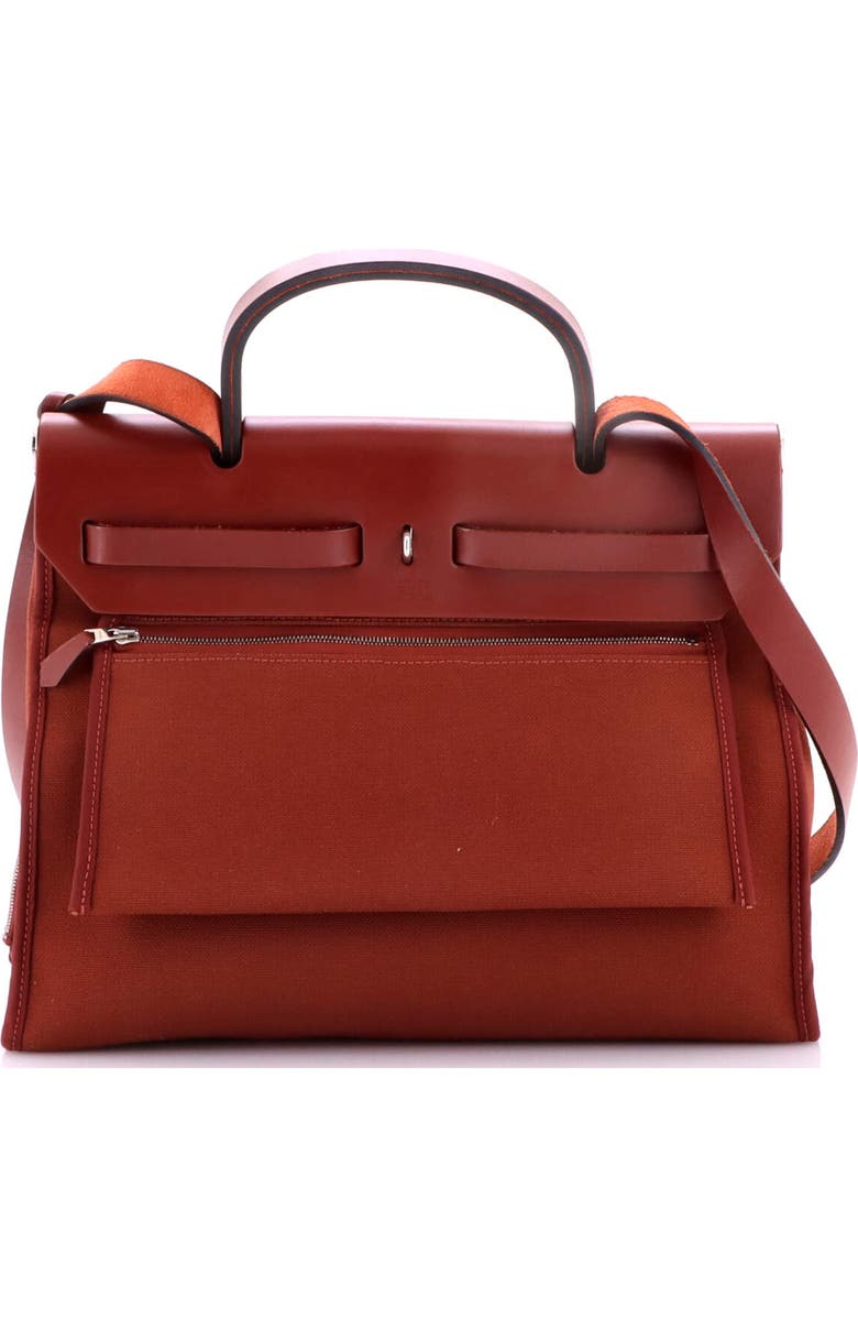 Pre-Owned Hermes Herbag Zip Leather and Toile 31, Alternate, color, Rouge H