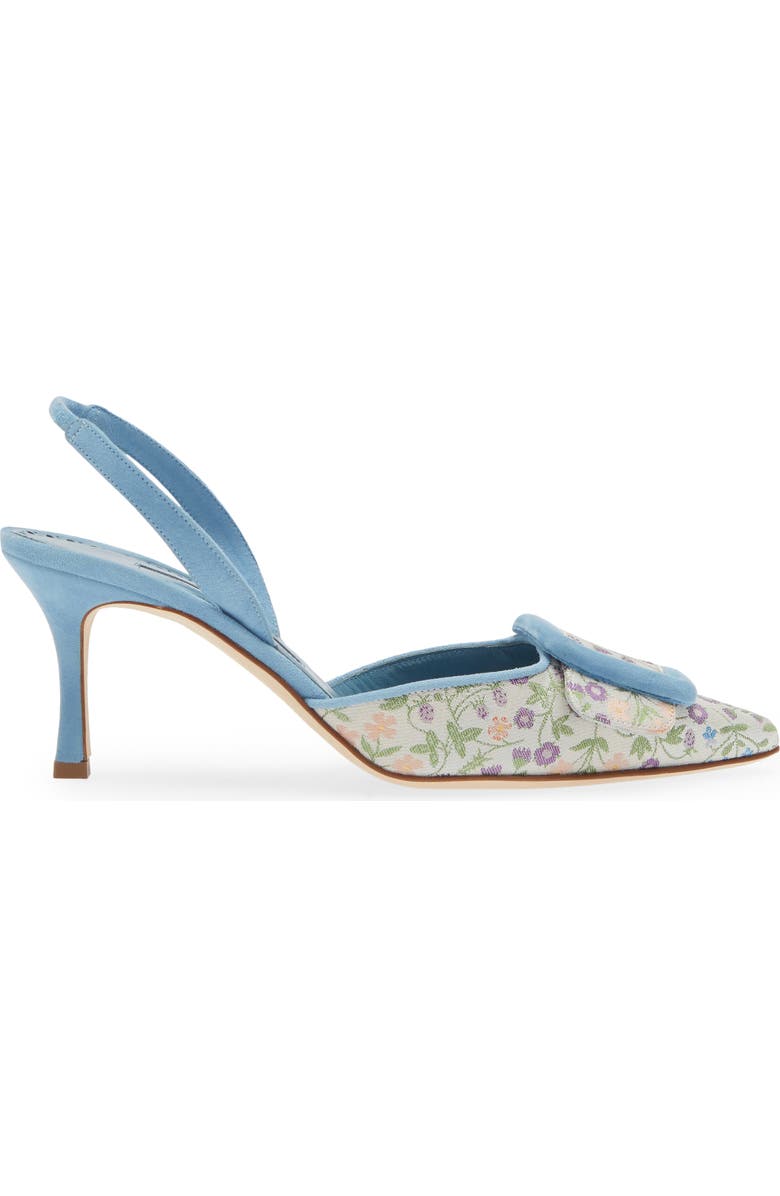 Manolo Blahnik Mayslibi Floral Pointed Toe Slingback Pump, Alternate, color, Blue Multi