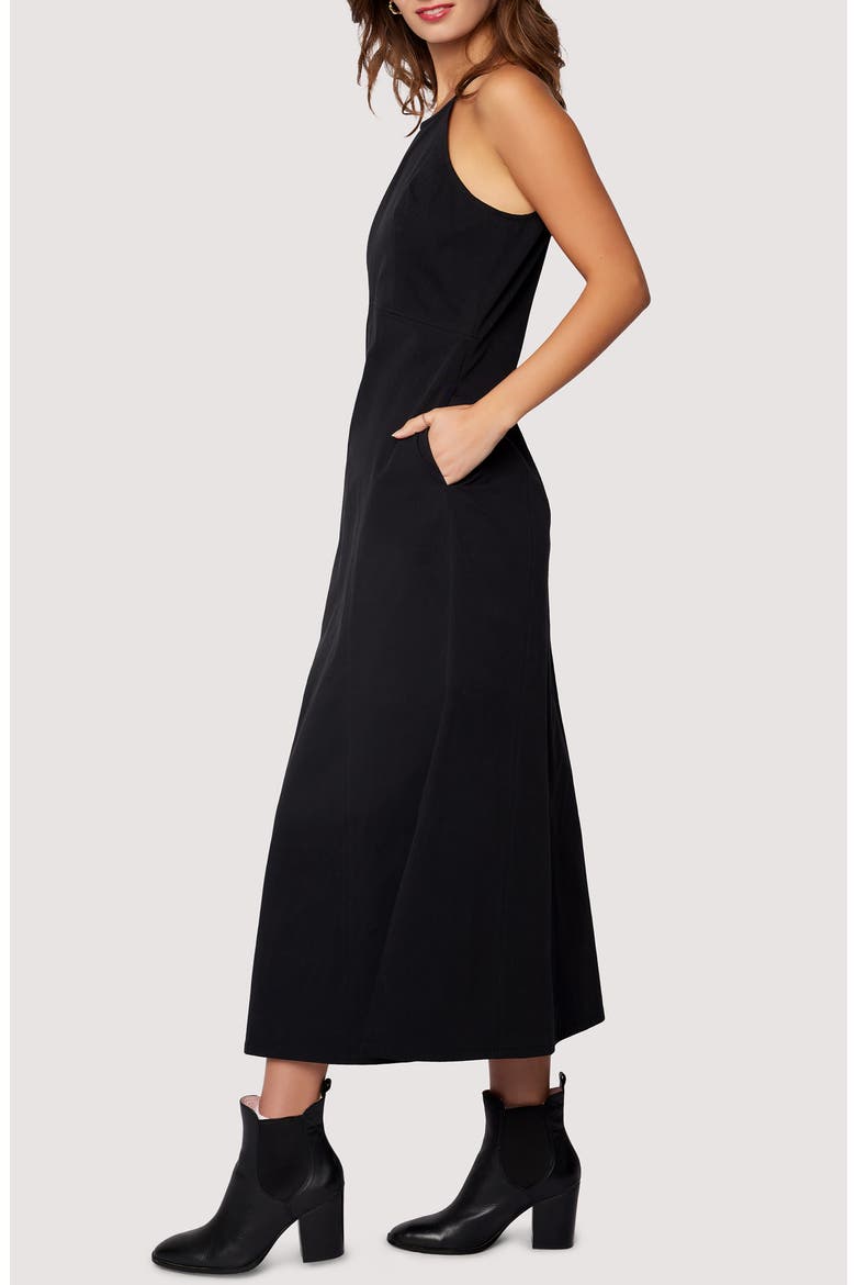 Giardino Cotton Midi Dress, Alternate, color, BLACK