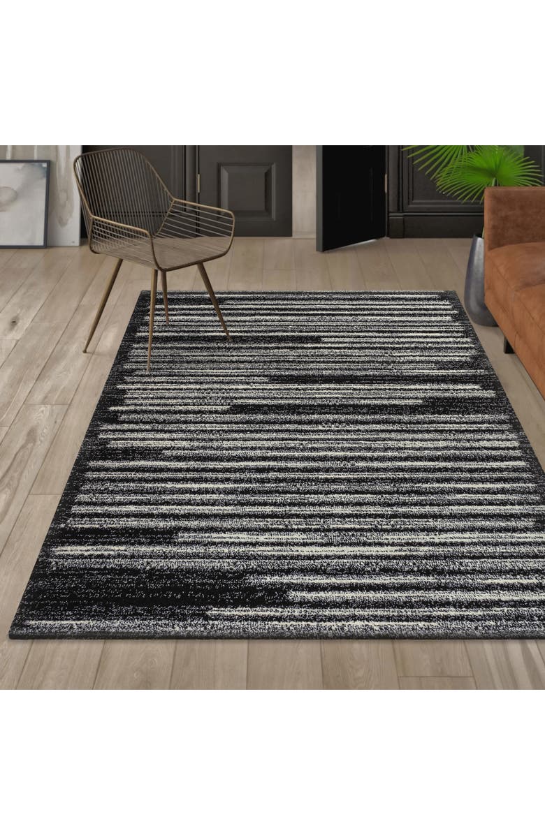 JONATHAN Y Khalil Modern Berber Stripe Area Rug, Alternate, color, Black/Cream