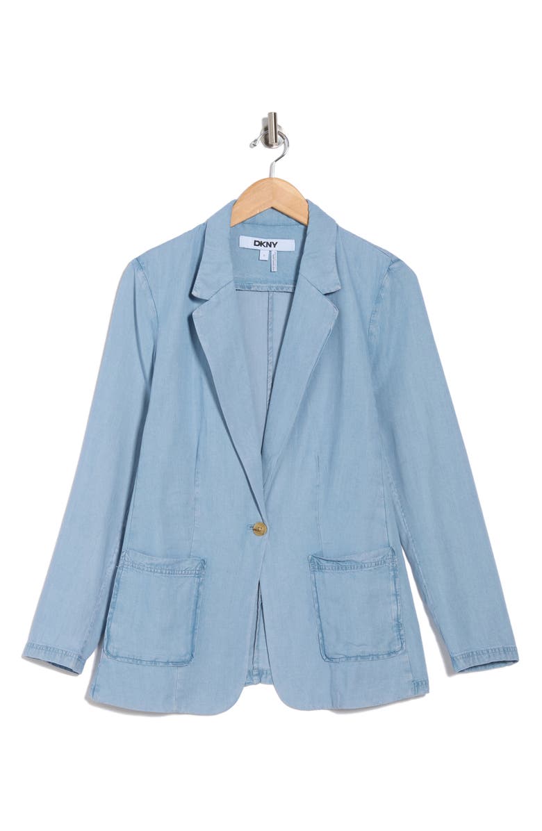 DKNY One-Button Chambray Blazer, Alternate, color, Lt Chambra