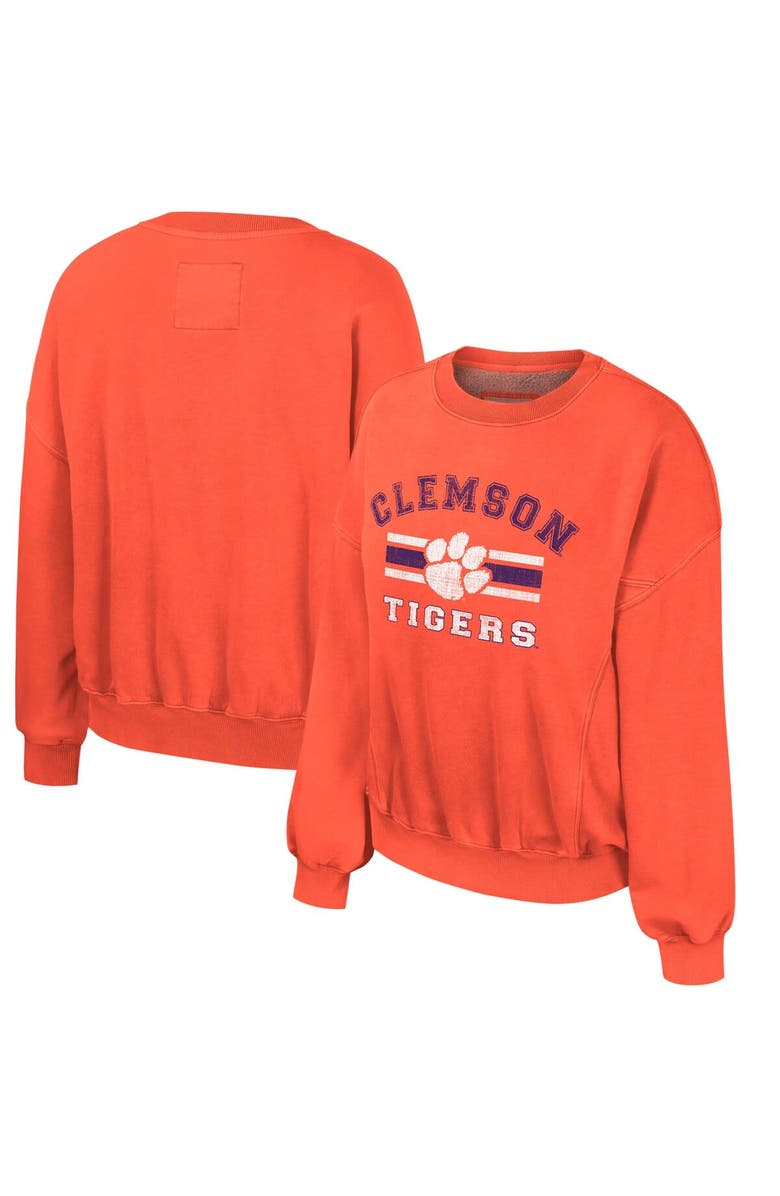 COLOSSEUM Women's Colosseum Orange Clemson Tigers Audrey Washed Pullover Sweatshirt, Main, color, 