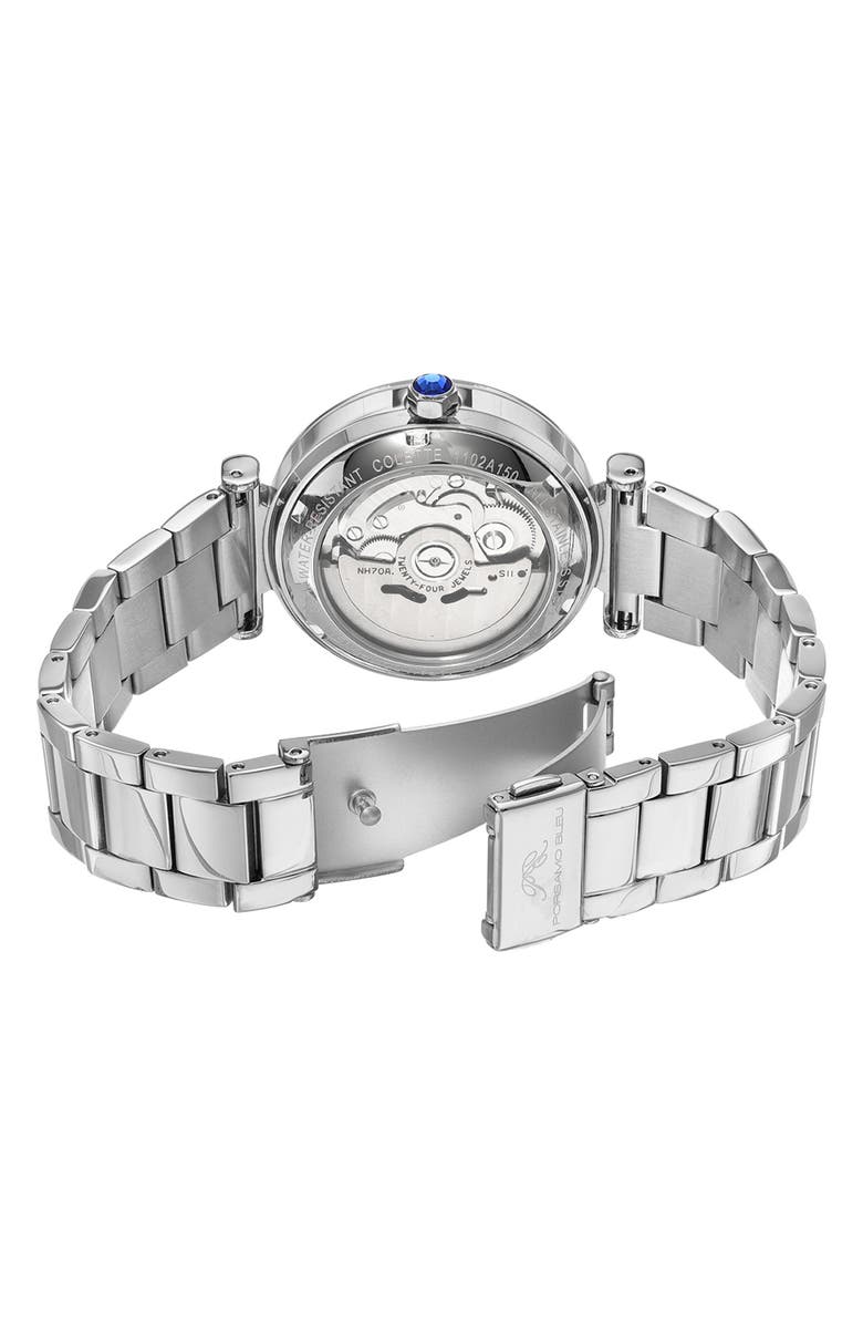 PORSAMO BLEU Colette Stainless Steel Automatic Bracelet Watch, 36mm, Alternate, color, Silver/Blue