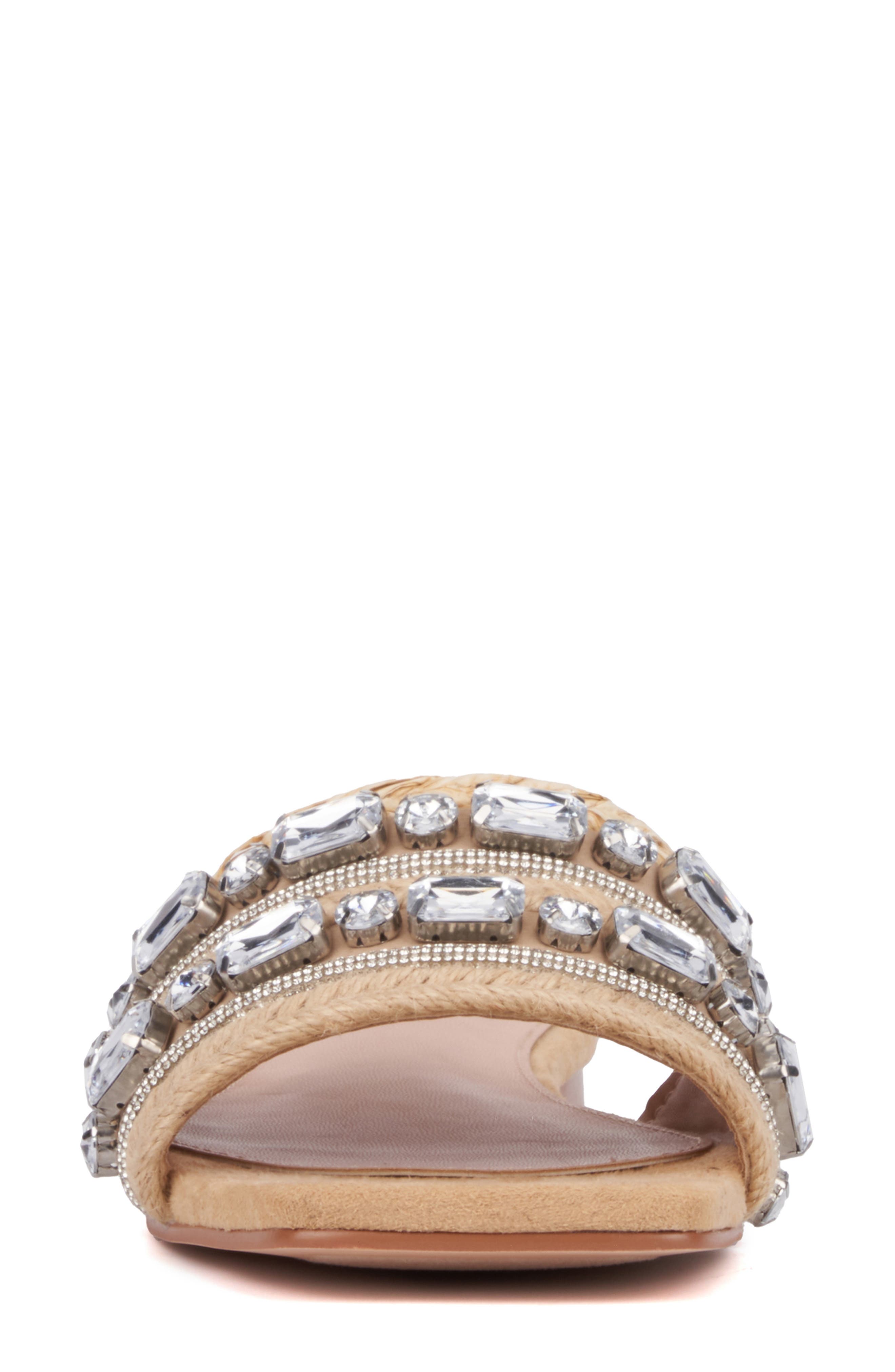 TORGEIS Miya Crystal Embellished Slide Sandal, Alternate, color, Natural