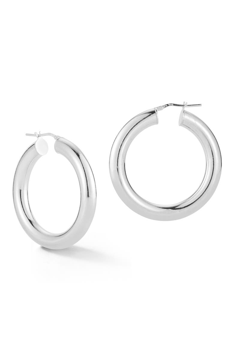 Bold Tube Hoop Earrings, Main, color, SILVER