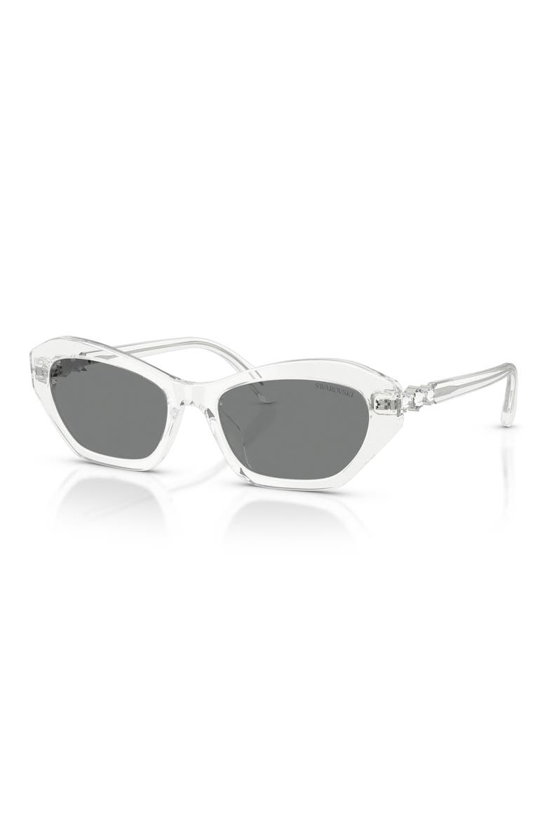 54mm Cat Eye Sunglasses, Alternate, color, TRANSPARENT / DARK GREY