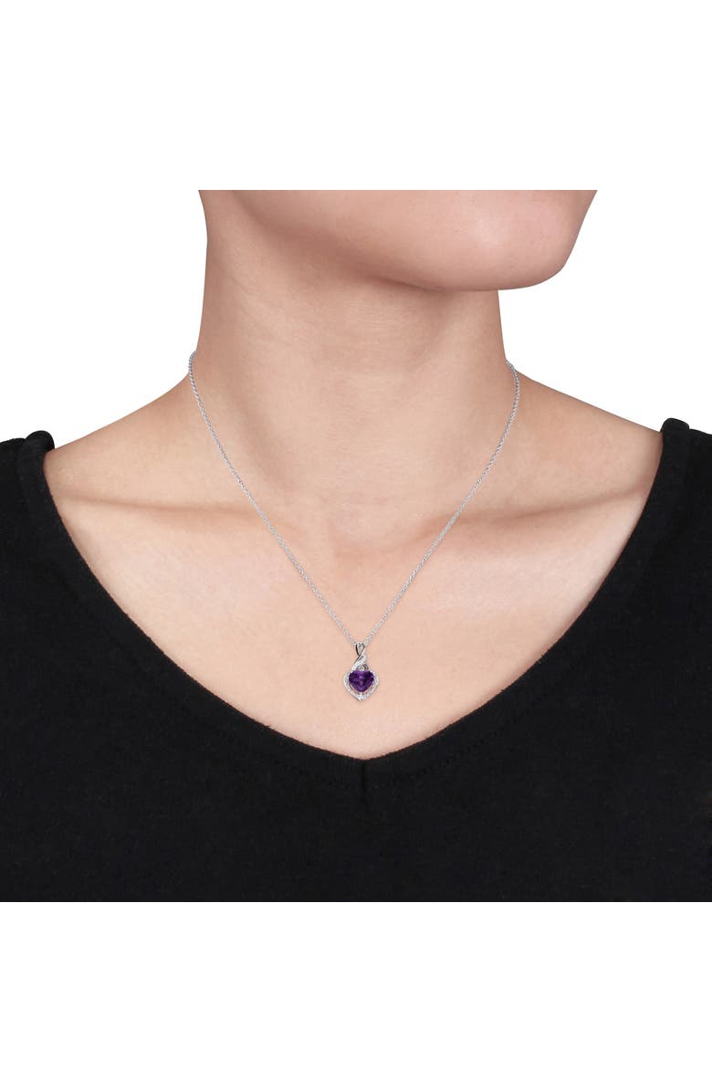 Julianna B. Simulated Alexandrite & Diamond Heart Necklace, Alternate, color, 