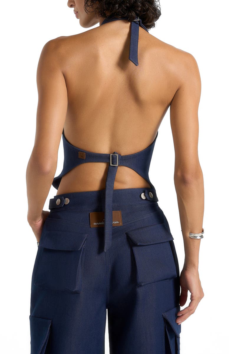 Manière De Voir Claudette Halterneck Backless Top, Alternate, color, Indigo