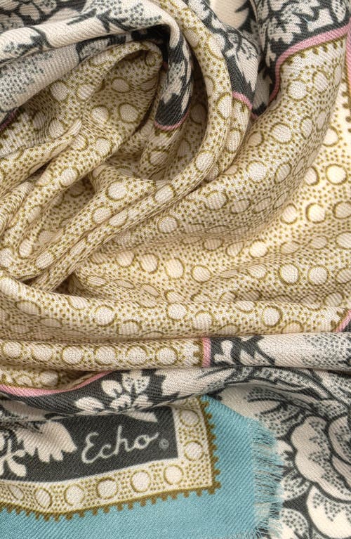 Echo Vintage Floral Dot Wool Bandana In Neutral