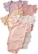 BUTTERBLU Rose Assorted 5-Pack Ruffle Sleeve Organic Cotton Bodysuits