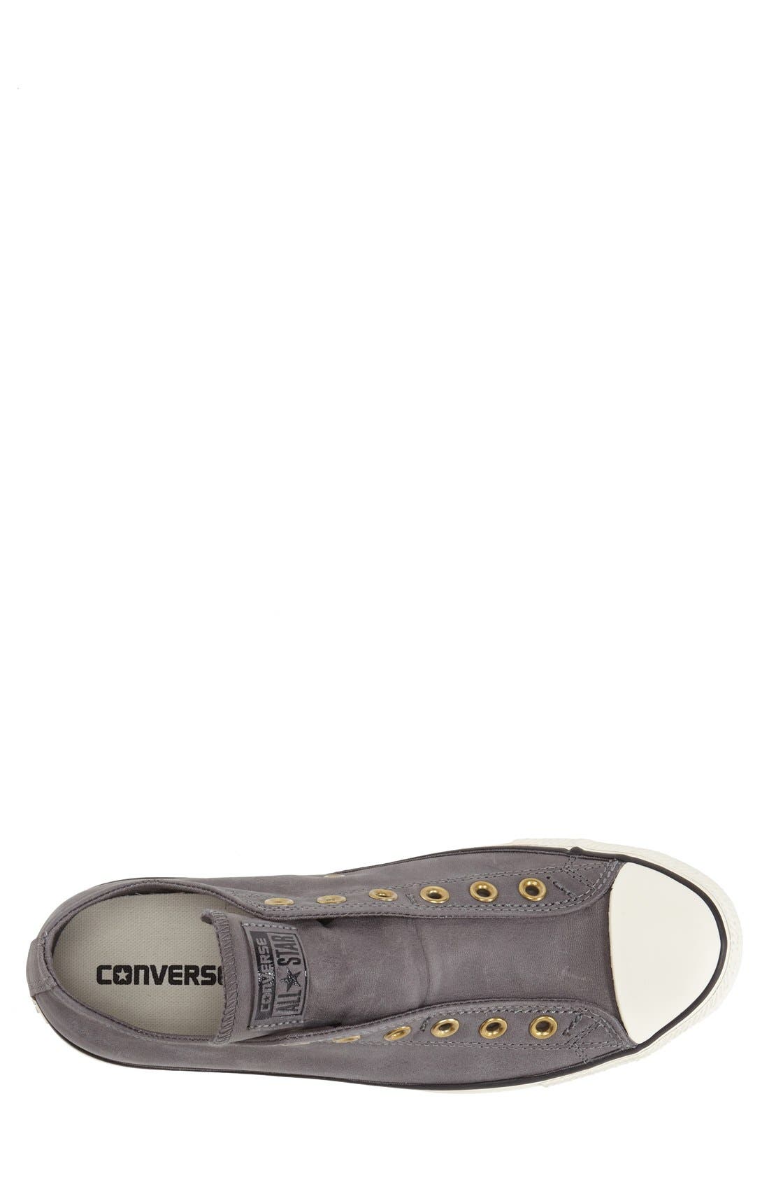 Chuck Taylor® All Star® Low Sneaker, Alternate, color, THUNDER/ BLACK/ EGRET LEATHER