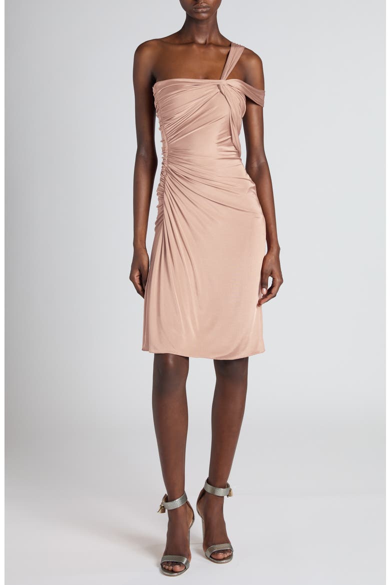 One-Shoulder Twist Front Jersey Minidress, Alternate, color, DEEP OYSTER