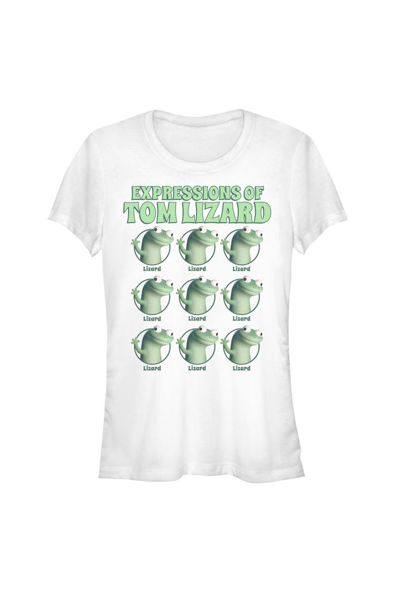 Junior's Hoppers Expressions of Tom Lizard  Graphic T-Shirt, Main, color, White